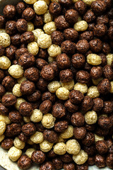 chocolate cereal flakes balls with milk