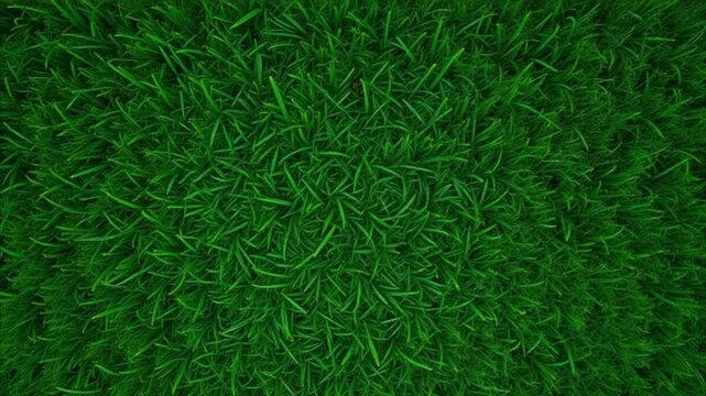 Top view of lush green grass texture, vibrant lawn field background for landscaping, sports, and nature design concepts