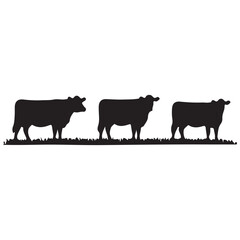 Cow Silhouette Vector Illustration set 	