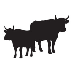 Cow Silhouette Vector Illustration set 	