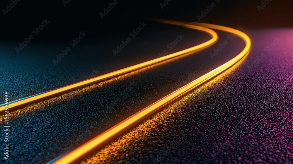 Poster abstract glowing lines on a dark background showcasing smooth curves and vibrant colors ideal for mo