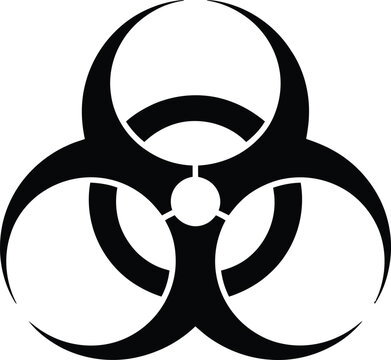 Black biohazard symbol on a white background silhouette