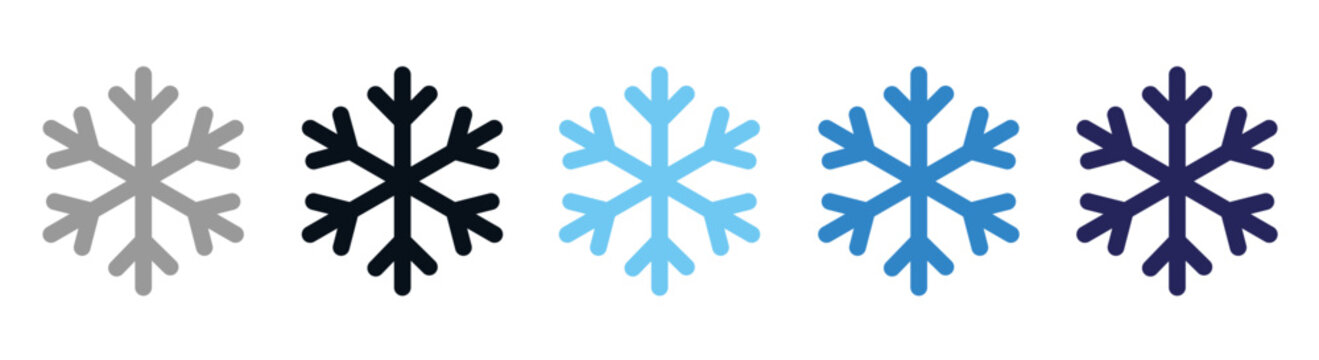 Snowflake icon set. Freezer control, freezing, automatic refrigeration, air conditioning. Vector illustration