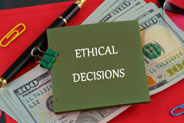 A conceptual phrase on the topic of ETHICAL DECISIONS business. AI ethics or AI Law concept.