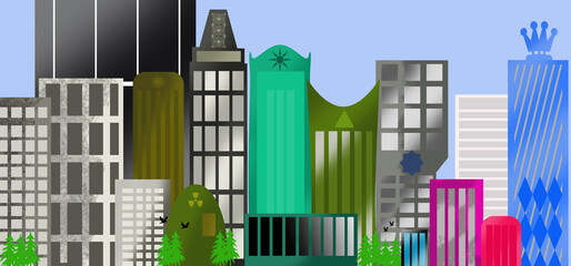 city skyline in the morning