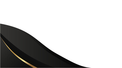 Elegant abstract design with sleek black and gold curving lines, forming a dynamic corner accent on a transparent background.

