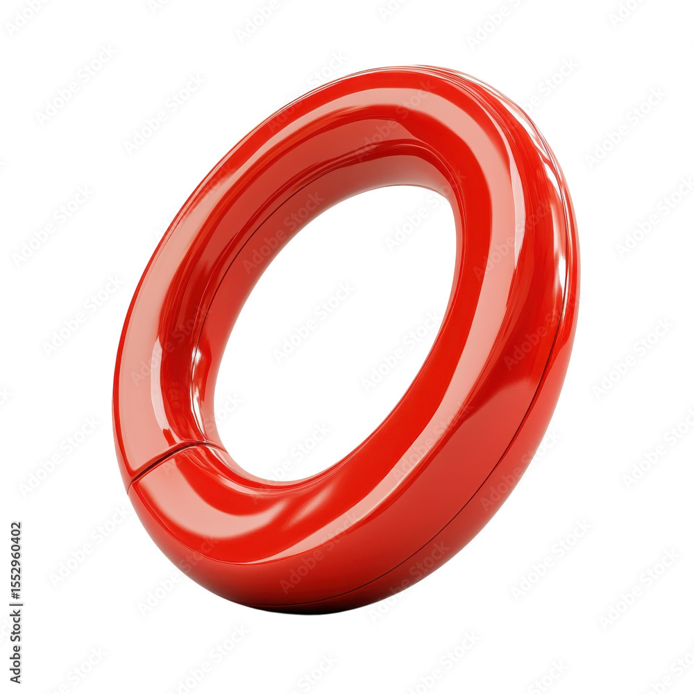 Fototapete glossy red ring graphic 3d render isolated object circular form abstract on transparent background