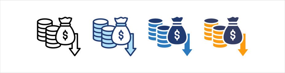 Depreciation Icon Set Multiple Style Collection