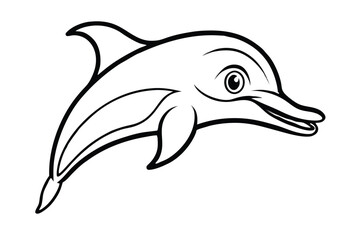 Line drawing of a dolphin smiling expresses the simplicity of marine life beautifully