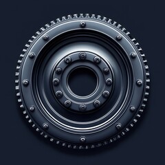 Obraz premium Detailed close-up of a metallic gear in a dark backdrop showcasing industrial design elements