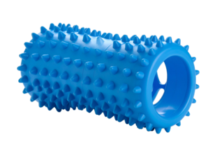Textured blue rubber chew toy for dogs, promotes dental health and interactive playtime.