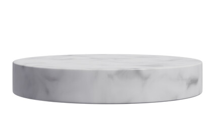 Elegant white marble round display podium with a subtle, realistic texture, perfect for sophisticated product showcases on a transparent background.

