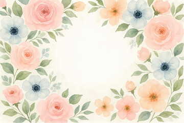 Vintage floral background with romantic pink roses, elegant frame, and decorative hearts for a wedding or Valentine's Day card design