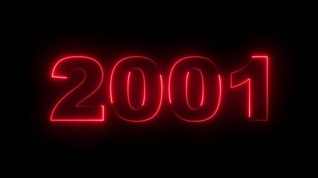 2001 neon line text. Abstract 2001 neon text animation, Glowing neon number text background. video animation . important year, important date 2001. Educational mathematics 2001 animation.