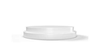 Transparent Background: Minimalist white two-tier round podium with a subtle shadow, ideal for clean product displays.


