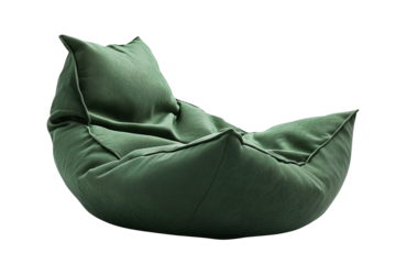 Green bean bag chair with relaxed cozy shape