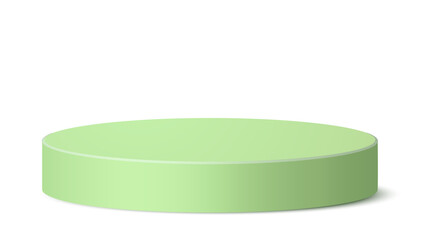 Transparent Background: Minimalist light green cylindrical podium with subtle shadow, perfect for clean product display or awards.

