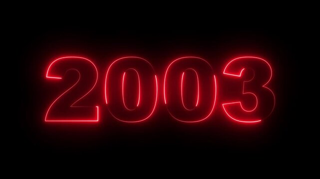 2003 neon line text. Abstract 2003 neon text animation, Glowing neon number text background. video animation . important year, important date 2003. Educational mathematics 2003 animation.