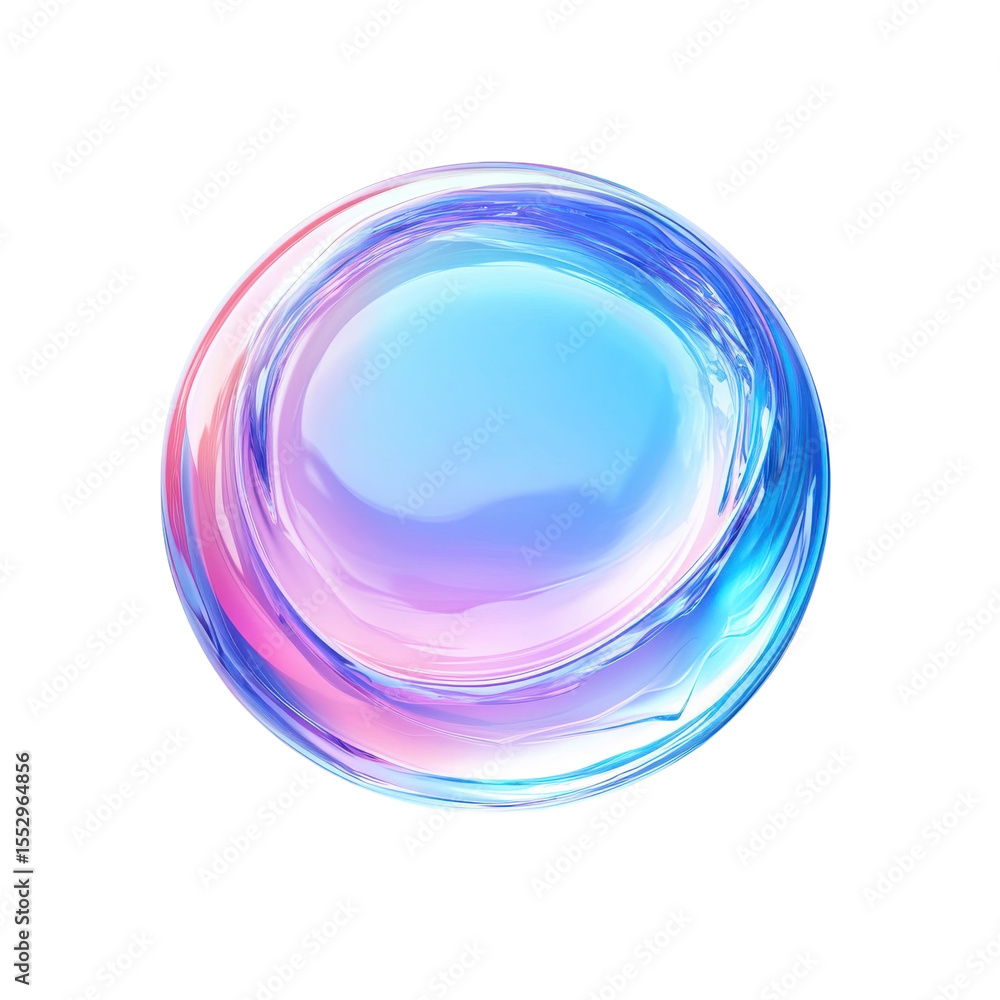Poster abstract iridescent sphere on black background modern art bubble texture on transparent background