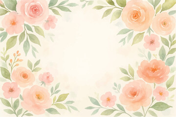 Vintage floral background with romantic pink roses, elegant frame, and decorative hearts for a wedding or Valentine's Day card design