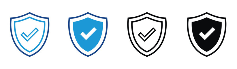 Security Shield Icons: A set of four distinct shield icons, each representing assurance, safety, and protection, signifying a sense of security.