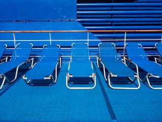 Empty camp beds on the ship