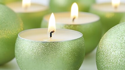 Scented Green Glitter Candles Burning Bright Relaxation