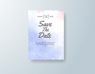 Wedding invitation with abstract splash watercolor