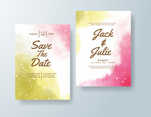 Wedding invitation with abstract splash watercolor