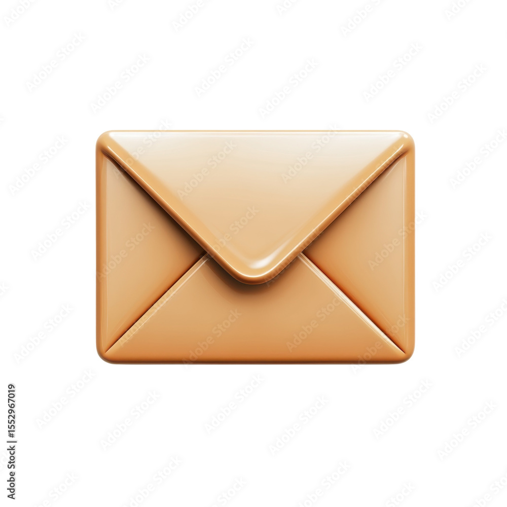 Poster 3d golden envelope notification icon email letter message communication on transparent background