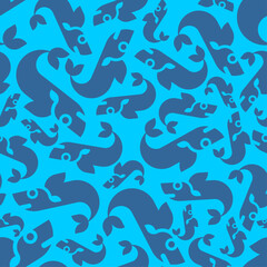 Fish pattern seamless. Fishes background. Marine texture. Ornament of kids fabric