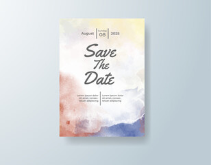Wedding invitation with abstract splash watercolor