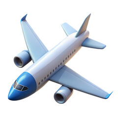 Naklejka premium 3 D Model Blue White Passenger Airplane Icon Airliner Flight Travel Aircraft image