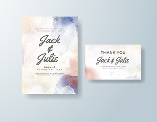 Wedding invitation with abstract splash watercolor