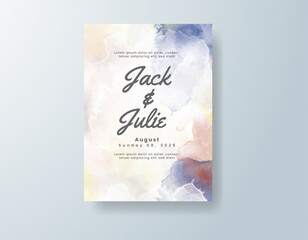 Wedding invitation with abstract splash watercolor