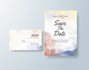 Wedding invitation with abstract splash watercolor