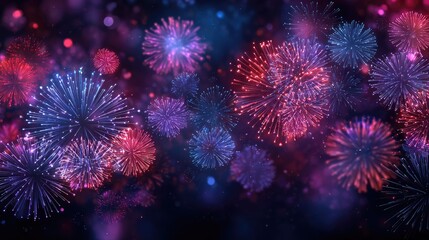 Fototapeta premium Independence Day background with fireworks design celebrating the 4th of July in the USA. 