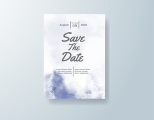 Wedding invitation with abstract splash watercolor