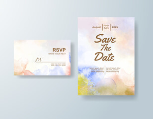 Wedding invitation with abstract splash watercolor
