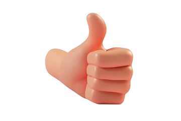 Cartoon thumbs up hand gesture isolated on a transparent background