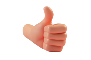 Cartoon thumbs up hand gesture isolated on a transparent background