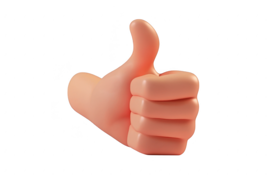 Cartoon thumbs up hand gesture isolated on a transparent background