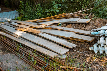 construction waste is lying on the floor. High quality photo