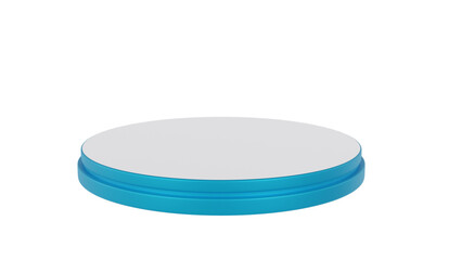 Transparent Background: Sleek white disc podium with a vibrant teal base, perfect for minimalist product showcases and presentations.

