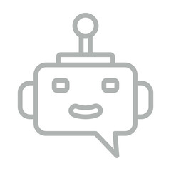 Chatbot Vector Line Grey Icon Design