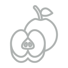 Apple (Healthy Food) Vector Line Grey Icon Design