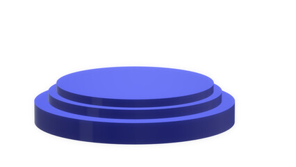 A rich indigo blue, two-tiered circular display podium with a transparent background, providing a sophisticated and modern stage for impactful product showcases or presentations.

