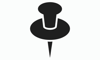 Push pin icon, thumbtack silhouette vector, office stationery illustration,  sharp needle clipart