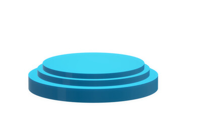 A vibrant blue, two-tiered circular display podium with a transparent background, offering a clean and modern stage perfect for dynamic product showcases or engaging presentations.

