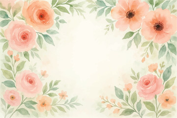 Vintage floral background with romantic pink roses, elegant frame, and decorative hearts for a wedding or Valentine's Day card design